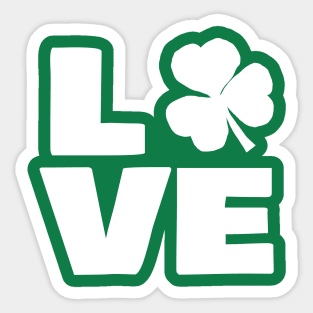 Love Shamrock Typography White for St Patricks Day Sticker